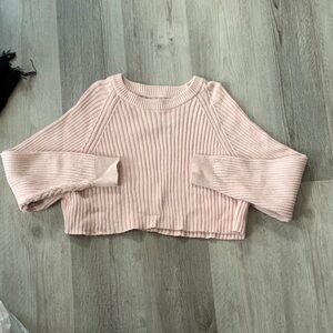 Aeropostale Blush Ribbed Cropped Sweater